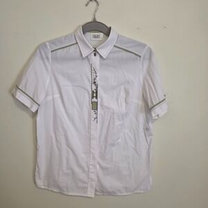 Vintage Hagro Country Trachten Blouse Wht Edelweise Embroider Dirndl Shirt US 14